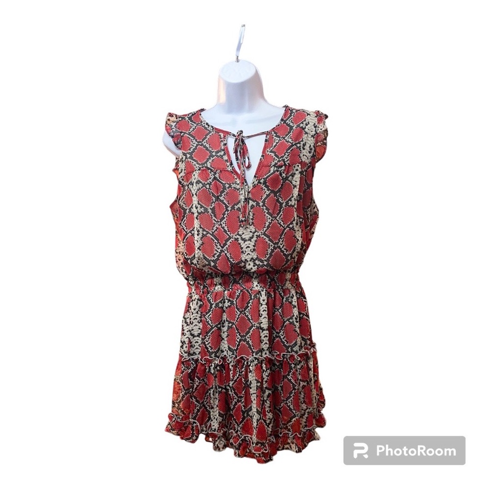 THE PANTS STORE - ADRIENNE Red/Black Snakeskin Pattern Dress Size Medium